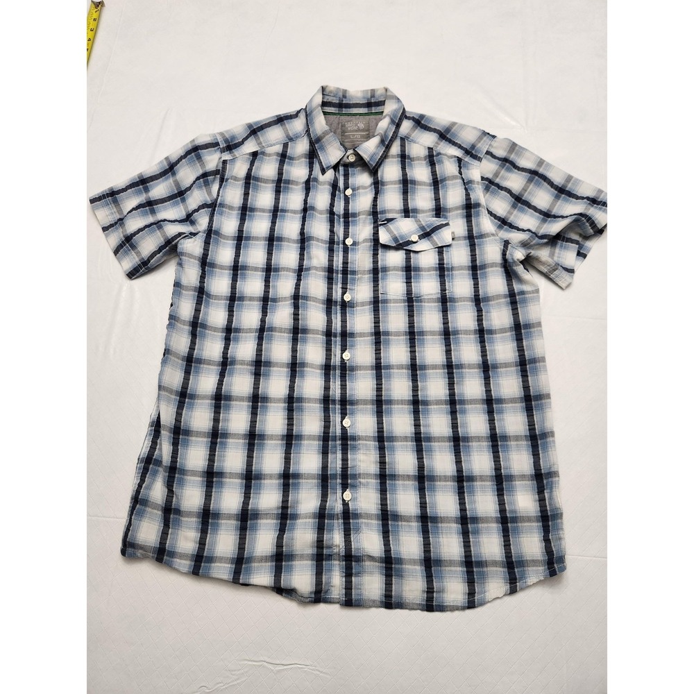 Mountain Hardwear Shirt Mens Large Blue Plaid Short Sleeve Button Up Casual